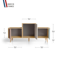 Meuble de rangement EX AEQUO - Chêne Clair - Abricot - Cachemire - Curaçao YZ-EXCLOUV-ABCACU-01-01