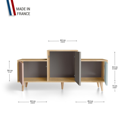 Meuble de rangement EX AEQUO - Chêne Clair - Abricot - Cubanite - Curaçao YZ-EXCLOUV-ABCBCU-01-01