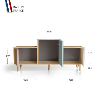 Meuble de rangement EX AEQUO - Chêne Clair - Abricot - Curaçao - Cachemire YZ-EXCLOUV-ABCUCA-01-01