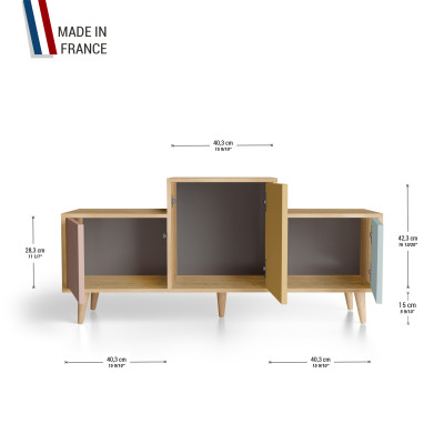 Meuble de rangement EX AEQUO - Chêne Clair - Abricot - Curry - Curaçao YZ-EXCLOUV-ABCYCU-01-01