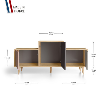 Meuble de rangement EX AEQUO - Chêne Clair - Abricot - Graphite - Cubanite YZ-EXCLOUV-ABGPCB-01-01