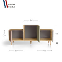 Meuble de rangement EX AEQUO - Chêne Clair - Abricot - Olive - Cachemire YZ-EXCLOUV-ABOLCA-01-01