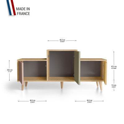 Meuble de rangement EX AEQUO - Chêne Clair - Abricot - Olive - Curry YZ-EXCLOUV-ABOLCY-01-01