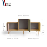 Meuble de rangement EX AEQUO - Chêne Clair - Abricot - Olive - Curry YZ-EXCLOUV-ABOLCY-01-01