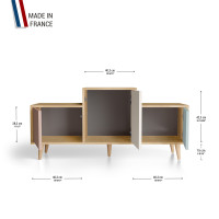 Meuble de rangement EX AEQUO - Chêne Clair - Abricot - Porcelaine - Curaçao YZ-EXCLOUV-ABPOCU-01-01