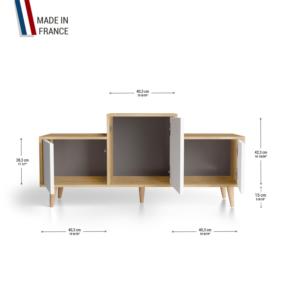 Meuble de rangement EX AEQUO - Chêne Clair - Blanc YZ-EXCLOUV-BLBLBL-01-01