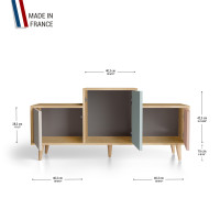 Meuble de rangement EX AEQUO - Chêne Clair - Cachemire - Curaçao - Abricot YZ-EXCLOUV-CACUAB-01-01