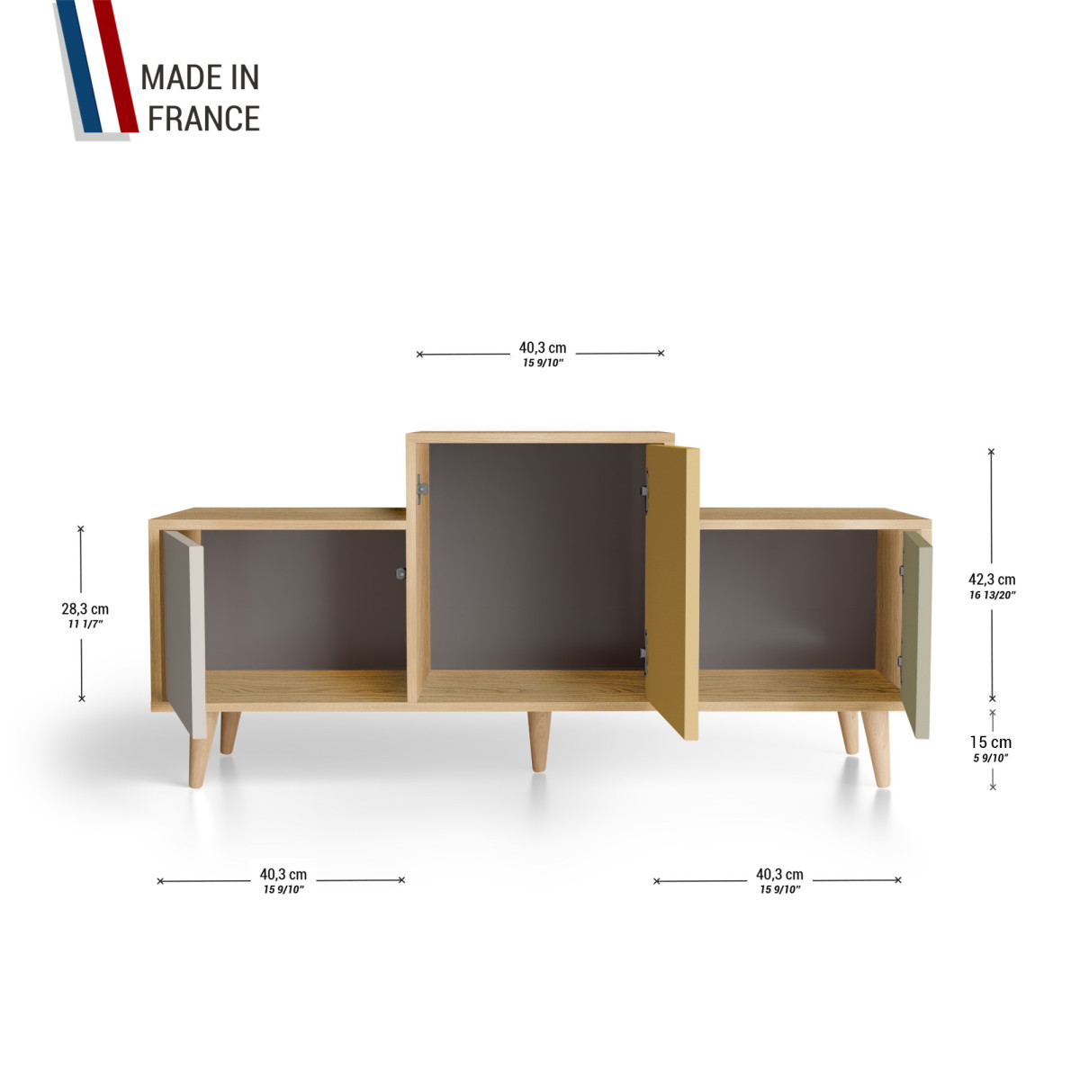 Meuble de rangement EX AEQUO - Chêne Clair - Cachemire - Curry - Olive YZ-EXCLOUV-CACYOL-01-01