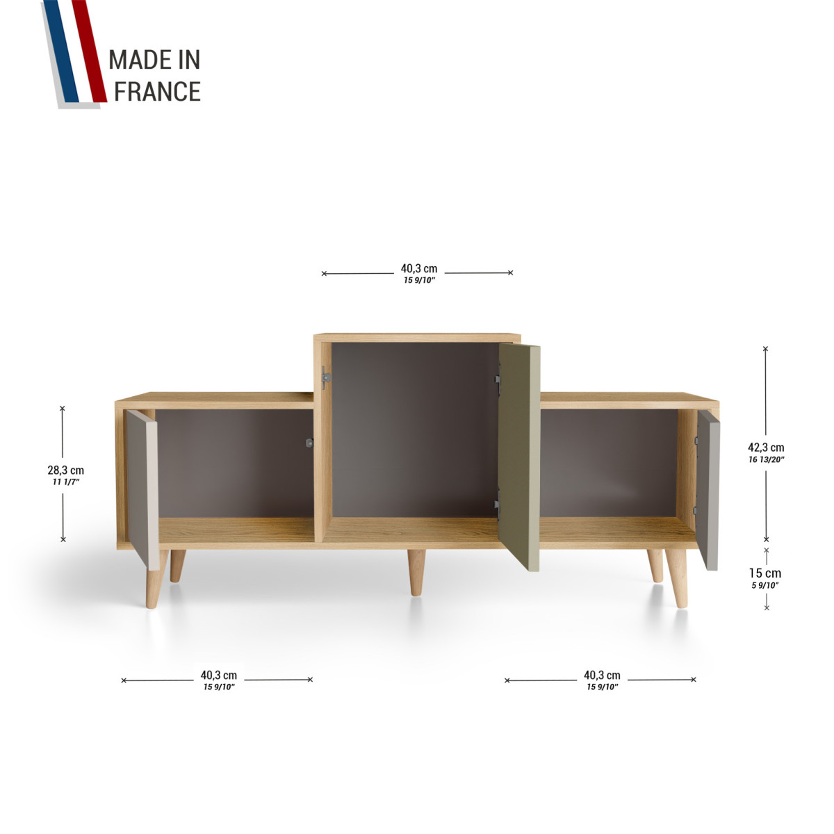 Meuble de rangement EX AEQUO - Chêne Clair - Cachemire - Olive - Cubanite YZ-EXCLOUV-CAOLCB-01-01