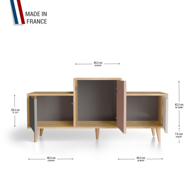 Meuble de rangement EX AEQUO - Chêne Clair - Cubanite - Abricot - Cachemire YZ-EXCLOUV-CBABCA-01-01