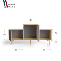 Meuble de rangement EX AEQUO - Chêne Clair - Cubanite - Cachemire - Porcelaine YZ-EXCLOUV-CBCAPO-01-01