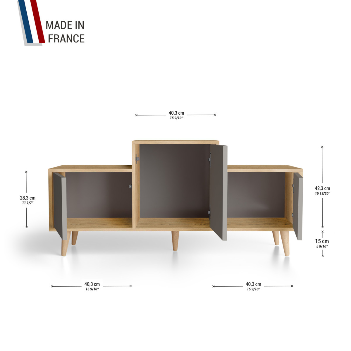 Meuble de rangement EX AEQUO - Chêne Clair - Cubanite YZ-EXCLOUV-CBCBCB-01-01