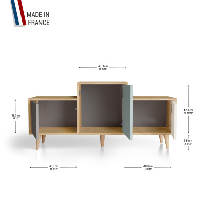 Meuble de rangement EX AEQUO - Chêne Clair - Cubanite - Curaçao - Porcelaine YZ-EXCLOUV-CBCUPO-01-01