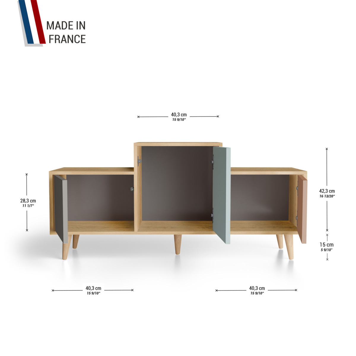 Meuble de rangement EX AEQUO - Chêne Clair - Cubanite - Curaçao - Terracotta YZ-EXCLOUV-CBCUTE-01-01