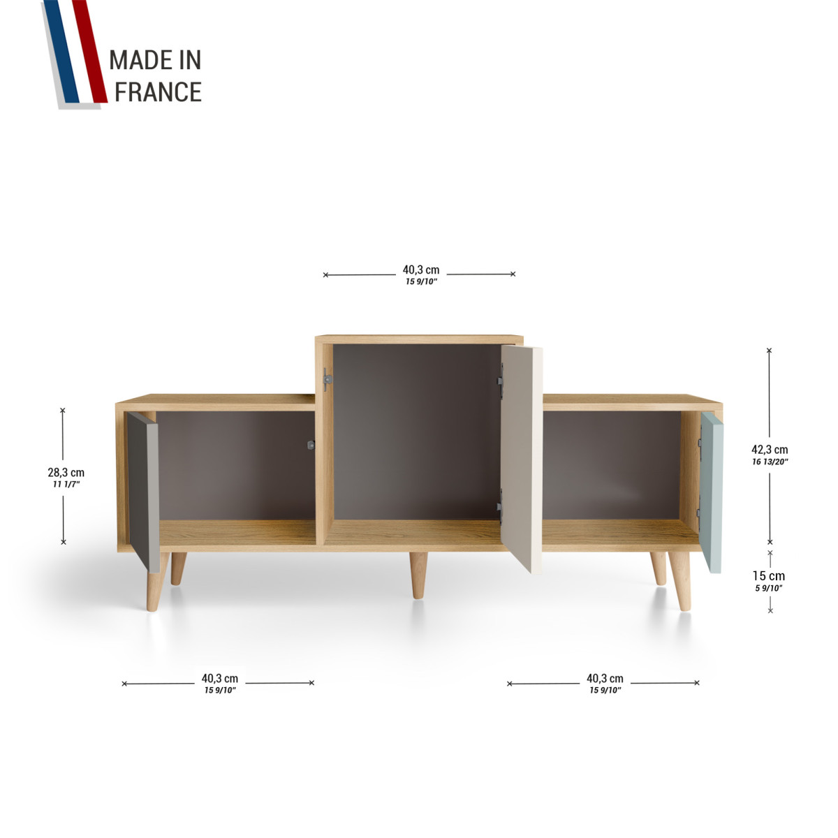 Meuble de rangement EX AEQUO - Chêne Clair - Cubanite - Porcelaine - Curaçao YZ-EXCLOUV-CBPOCU-01-01