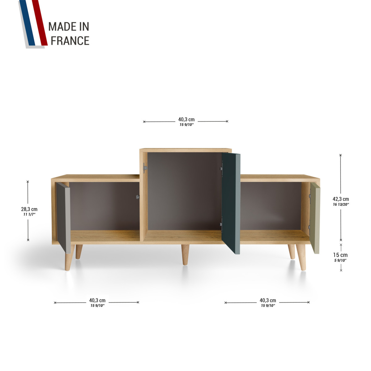 Meuble de rangement EX AEQUO - Chêne Clair - Cubanite - Tropical - Olive YZ-EXCLOUV-CBTROL-01-01