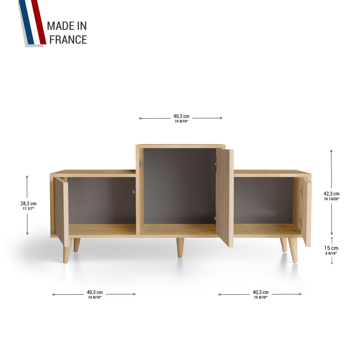 Meuble de rangement EX AEQUO - Chêne Clair - Chêne Clair YZ-EXCLOUV-CLCLCL-01-01