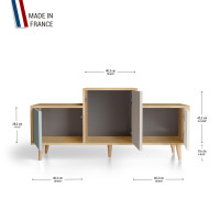 Meuble de rangement EX AEQUO - Chêne Clair - Curaçao - Cachemire - Porcelaine YZ-EXCLOUV-CUCAPO-01-01