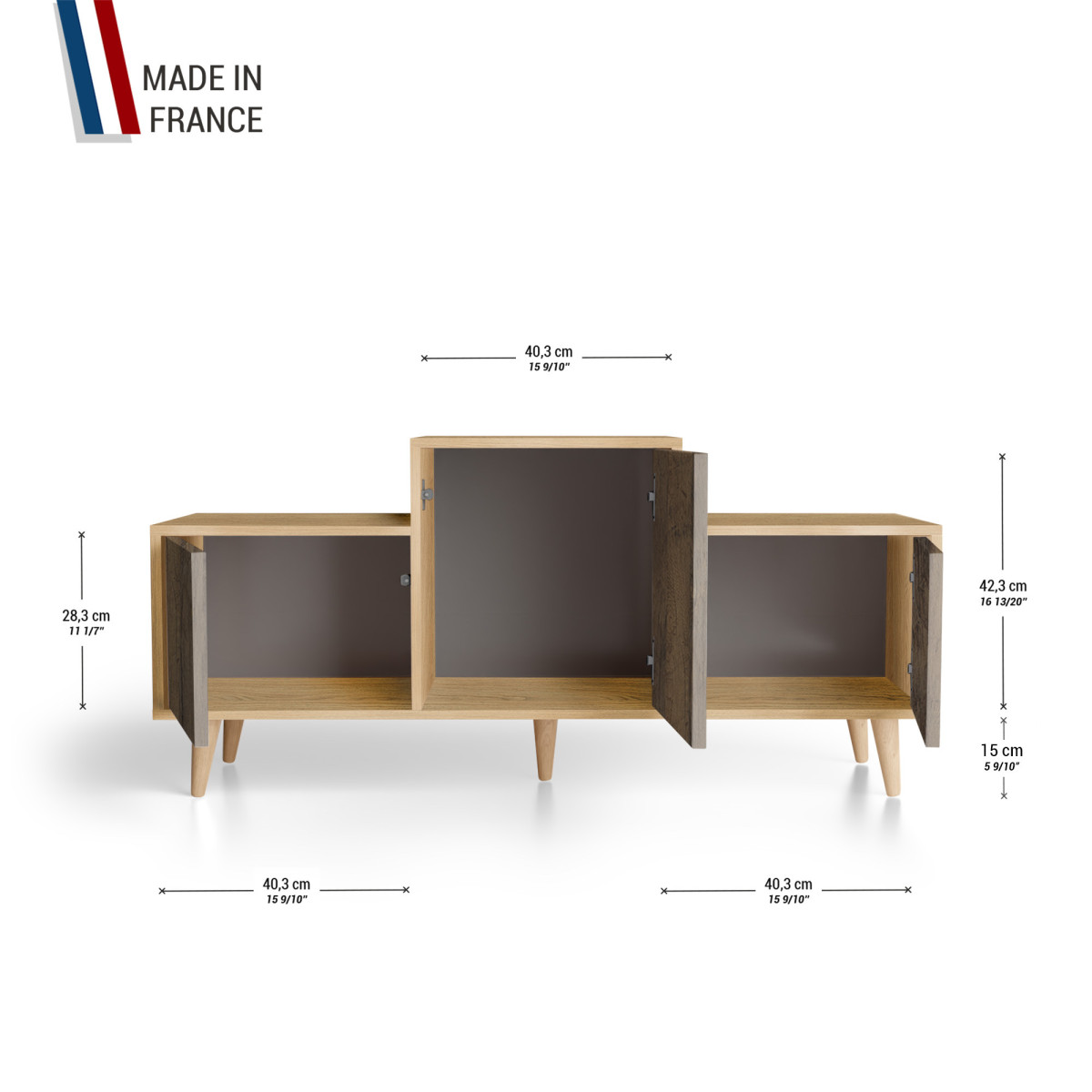 Meuble de rangement EX AEQUO - Chêne Clair - Chêne Vintage YZ-EXCLOUV-CVCVCV-01-01