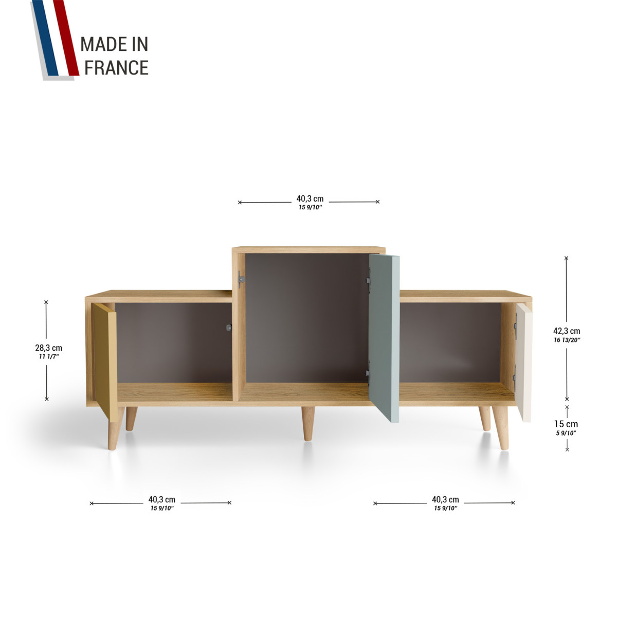 Meuble de rangement EX AEQUO - Chêne Clair - Curry - Curaçao - Porcelaine YZ-EXCLOUV-CYCUPO-01-01