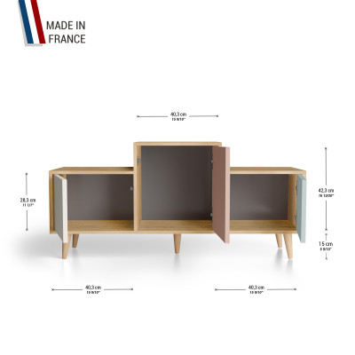 Meuble de rangement EX AEQUO - Chêne Clair - Porcelaine - Abricot - Curaçao YZ-EXCLOUV-POABCU-01-01