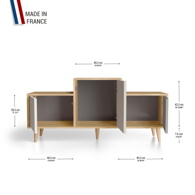 Meuble de rangement EX AEQUO - Chêne Clair - Porcelaine - Cachemire - Cubanite YZ-EXCLOUV-POCACB-01-01