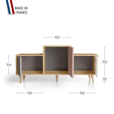 Meuble de rangement EX AEQUO - Chêne Clair - Sienne - Abricot - Porcelaine YZ-EXCLOUV-SIABPO-01-01