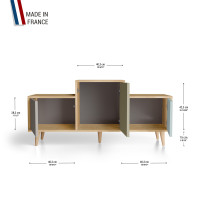 Meuble de rangement EX AEQUO - Chêne Clair - Sienne - Olive - Curaçao YZ-EXCLOUV-SIOLCU-01-01