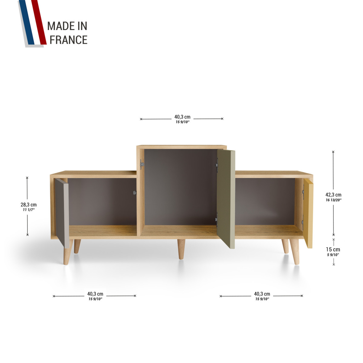 Meuble de rangement EX AEQUO - Chêne Clair - Sienne - Olive - Curry YZ-EXCLOUV-SIOLCY-01-01