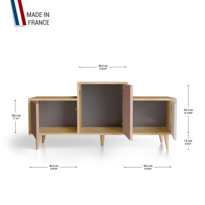 Meuble de rangement EX AEQUO - Chêne Clair - Terracotta - Abricot - Cachemire YZ-EXCLOUV-TEABCA-01-01