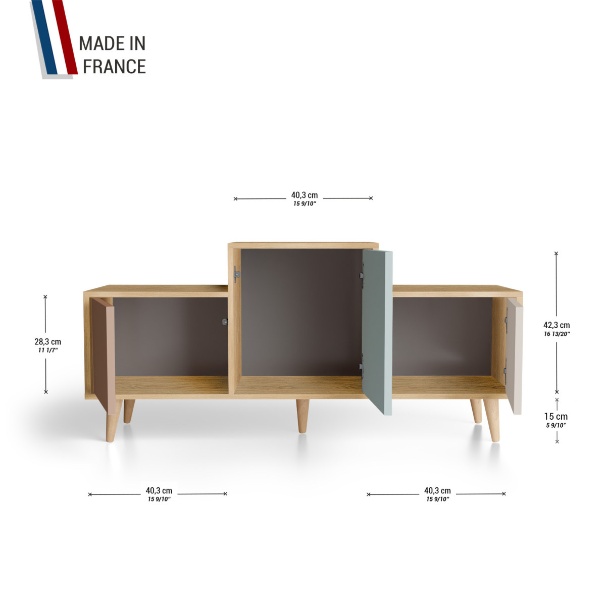 Meuble de rangement EX AEQUO - Chêne Clair - Terracotta - Curaçao - Cachemire YZ-EXCLOUV-TECUCA-01-01