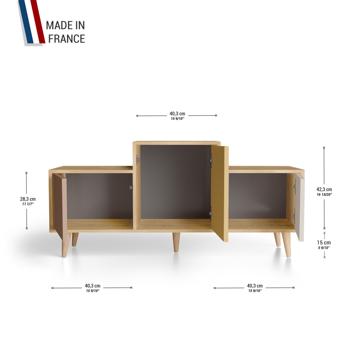 Meuble de rangement EX AEQUO - Chêne Clair - Terracotta - Curry - Cachemire YZ-EXCLOUV-TECYCA-01-01