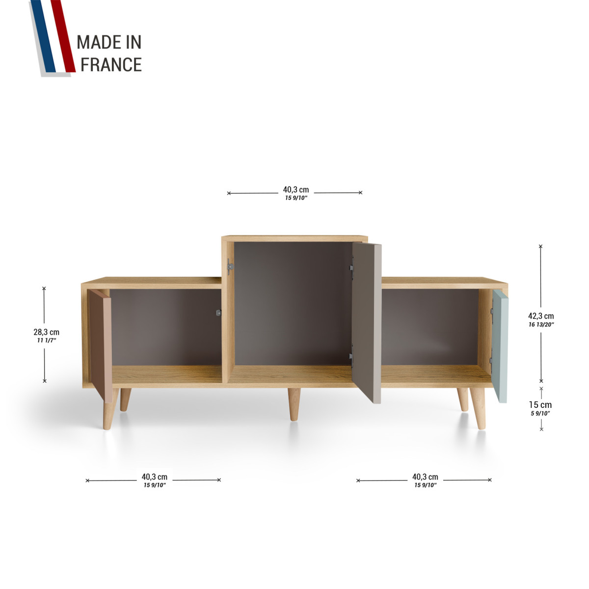 Meuble de rangement EX AEQUO - Chêne Clair - Terracotta - Sienne - Curaçao YZ-EXCLOUV-TESICU-01-01