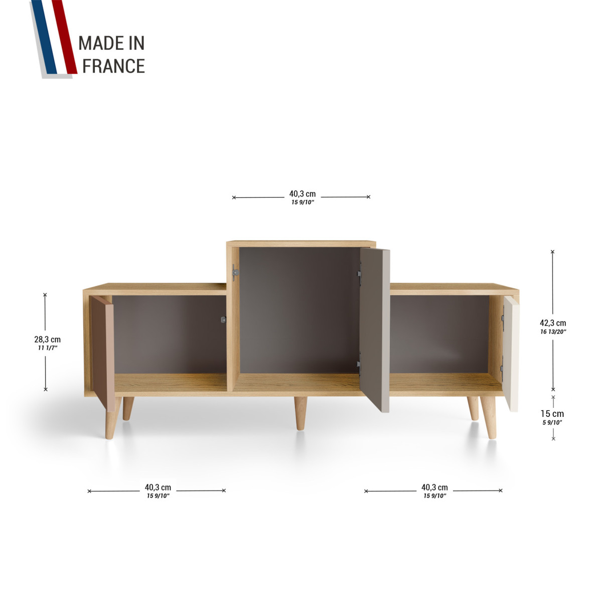 Meuble de rangement EX AEQUO - Chêne Clair - Terracotta - Sienne - Porcelaine YZ-EXCLOUV-TESIPO-01-01