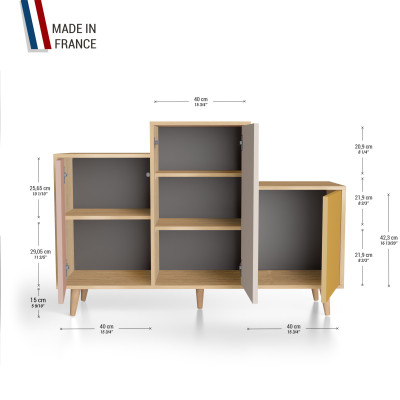 Meuble de rangement GRAND PODIUM - Chêne Clair - Abricot - Cachemire - Curry YZ-GPDCLOUV-ABCACY-01-01