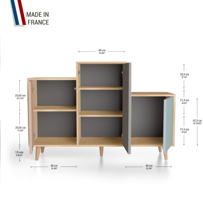 Meuble de rangement GRAND PODIUM - Chêne Clair - Abricot - Cubanite - Curaçao YZ-GPDCLOUV-ABCBCU-01-01