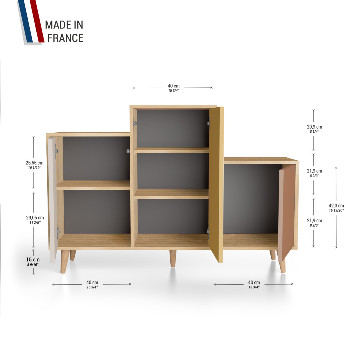 Meuble de rangement GRAND PODIUM - Chêne Clair - Cachemire - Curry - Terracotta YZ-GPDCLOUV-CACYTE-01-01