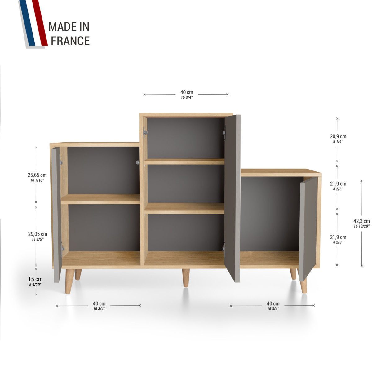 Meuble de rangement GRAND PODIUM - Chêne Clair - Cubanite YZ-GPDCLOUV-CBCBCB-01-01