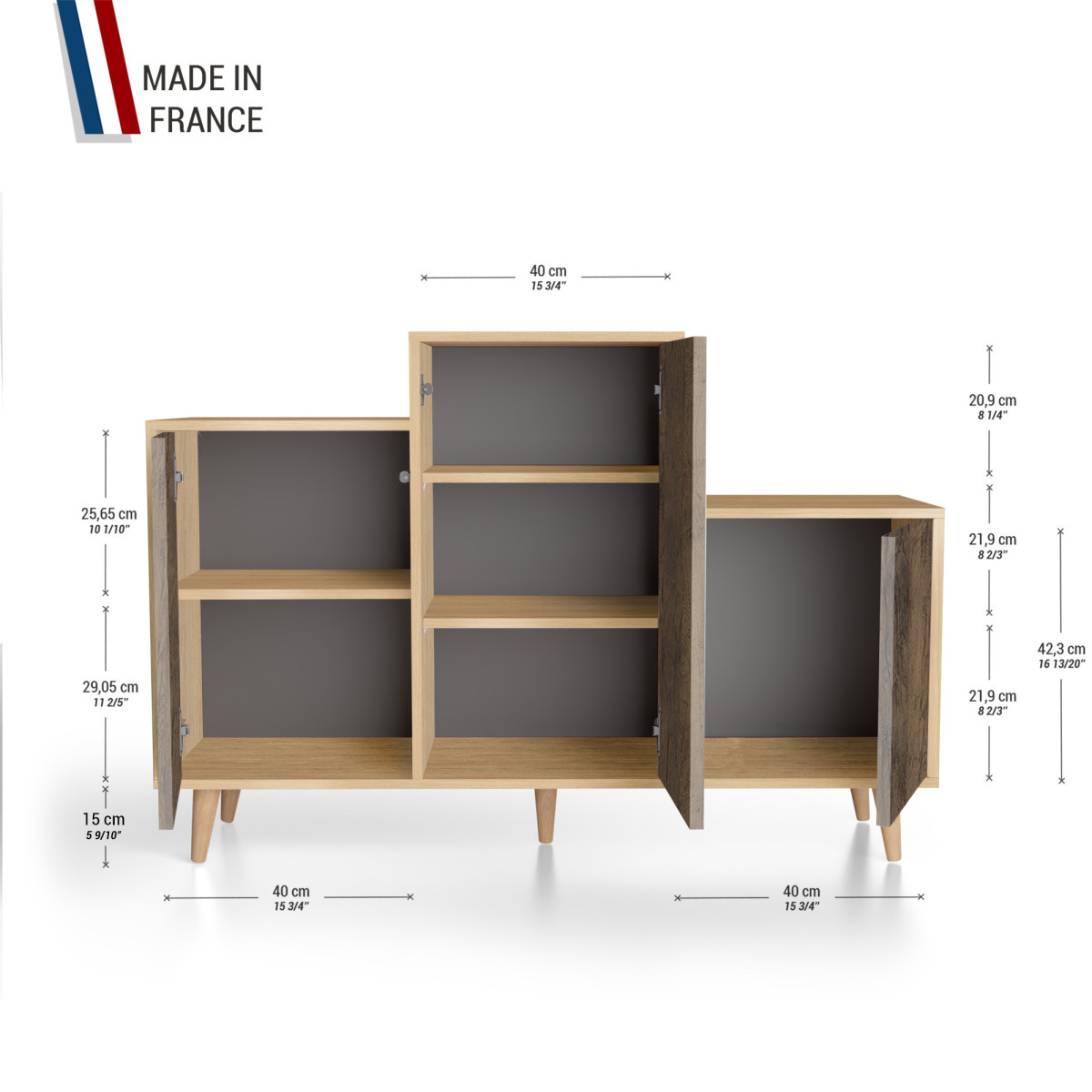 Meuble de rangement GRAND PODIUM - Chêne Clair - Chêne Vintage YZ-GPDCLOUV-CVCVCV-01-01