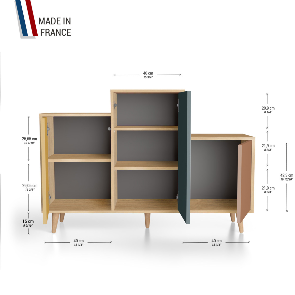 Meuble de rangement GRAND PODIUM - Chêne Clair - Curry - Tropical - Terracotta YZ-GPDCLOUV-CYTRTE-01-01