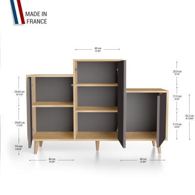 Meuble de rangement GRAND PODIUM - Chêne Clair - Graphite YZ-GPDCLOUV-GPGPGP-01-01