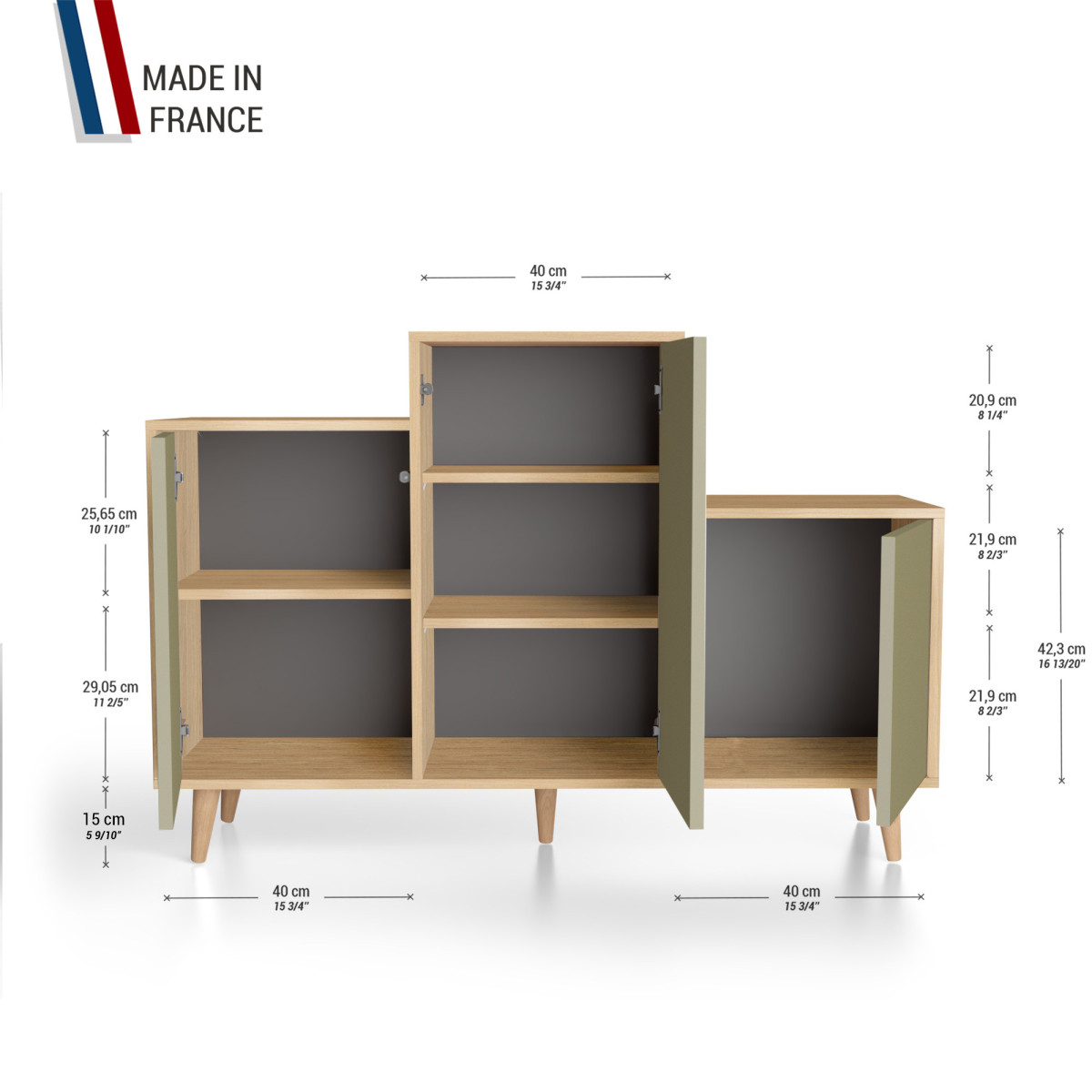 Meuble de rangement GRAND PODIUM - Chêne Clair - Olive YZ-GPDCLOUV-OLOLOL-01-01