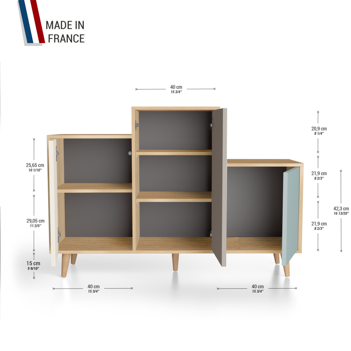 Meuble de rangement GRAND PODIUM - Chêne Clair - Porcelaine - Sienne - Curaçao YZ-GPDCLOUV-POSICU-01-01