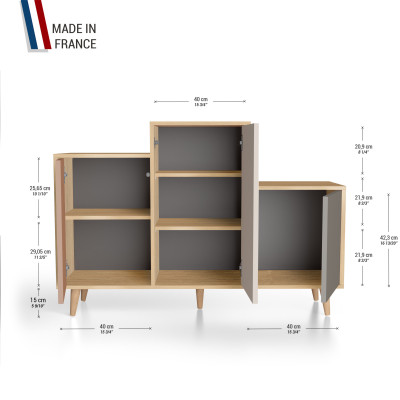 Meuble de rangement GRAND PODIUM - Chêne Clair - Terracotta - Cachemire - Cubanite YZ-GPDCLOUV-TECACB-01-01