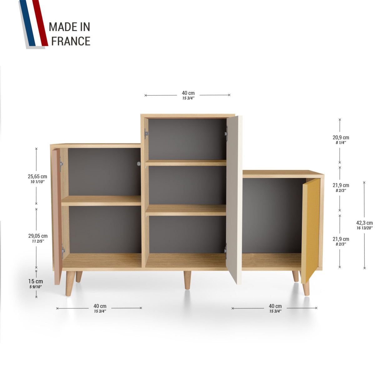 Meuble de rangement GRAND PODIUM - Chêne Clair - Terracotta - Porcelaine - Curry YZ-GPDCLOUV-TEPOCY-01-01