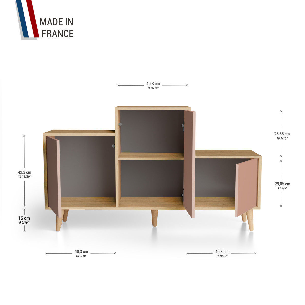 Meuble de rangement PODIUM - Chêne Clair - Abricot YZ-PDCLOUV-ABABAB-01-01