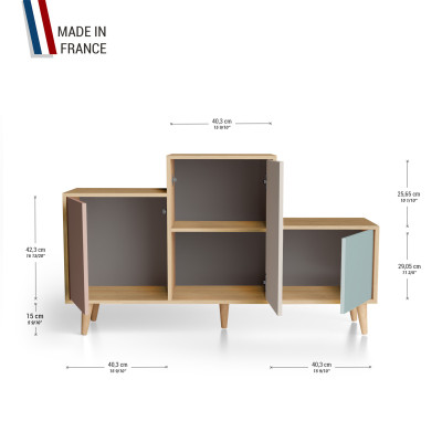 Meuble de rangement PODIUM - Chêne Clair - Abricot - Cachemire - Curaçao YZ-PDCLOUV-ABCACU-01-01