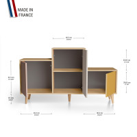 Meuble de rangement PODIUM - Chêne Clair - Abricot - Cachemire - Curry YZ-PDCLOUV-ABCACY-01-01