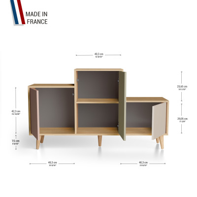 Meuble de rangement PODIUM - Chêne Clair - Abricot - Olive - Cachemire YZ-PDCLOUV-ABOLCA-01-01