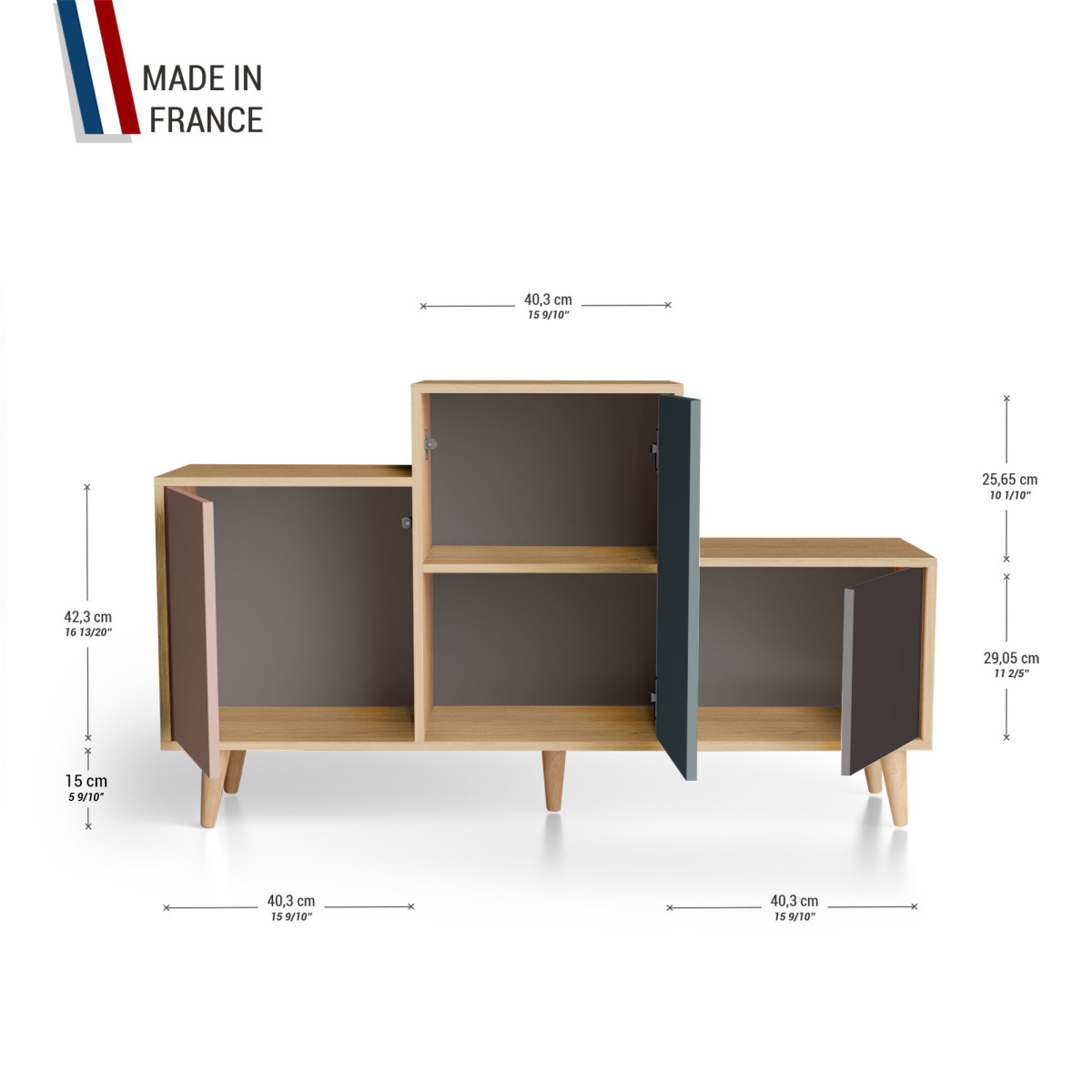 Meuble de rangement PODIUM - Chêne Clair - Abricot - Tropical - Graphite YZ-PDCLOUV-ABTRGP-01-01